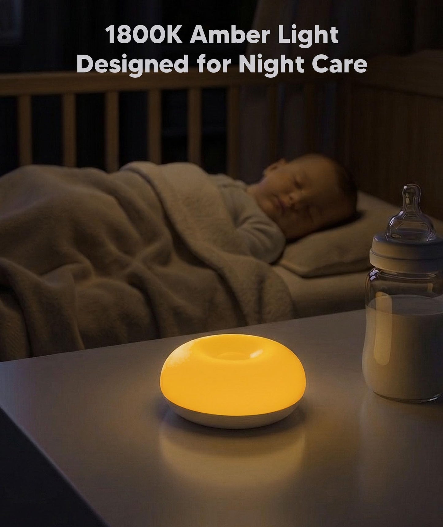 Baby Night Light for Nursery | Upgraded Flip Design with 1800K Amber Glow for Breastfeeding & Diaper Changes | Dimmable Silicone Egg Lamp, Brightness Memory, Child Lock, USB-C Rechargeable Nightlight