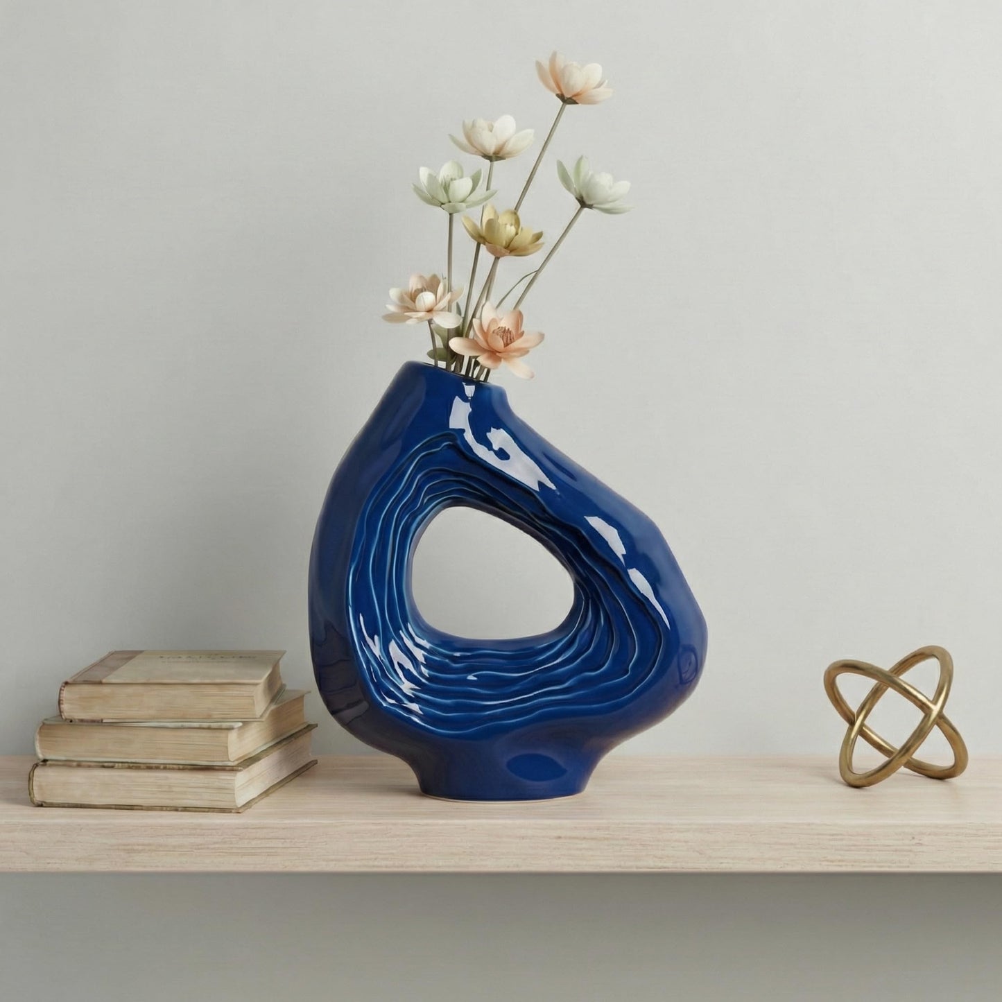 Sunddo Navy Blue Ceramic Vase, 9 Inch