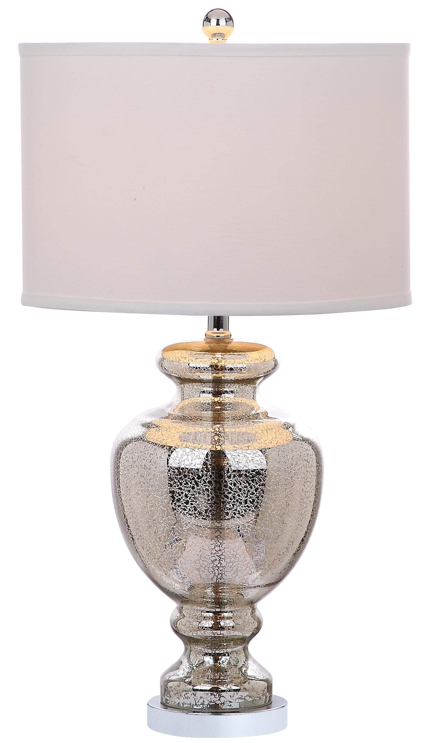 SAFAVIEH Lighting Collection Morocco Mercury Silver Crackle Glass 28-inch Bedroom Living Room Home Office Desk Nightstand Table Lamp (LED Bulbs Included)