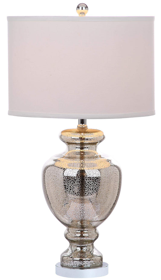 SAFAVIEH Lighting Collection Morocco Mercury Silver Crackle Glass 28-inch Bedroom Living Room Home Office Desk Nightstand Table Lamp (LED Bulbs Included)