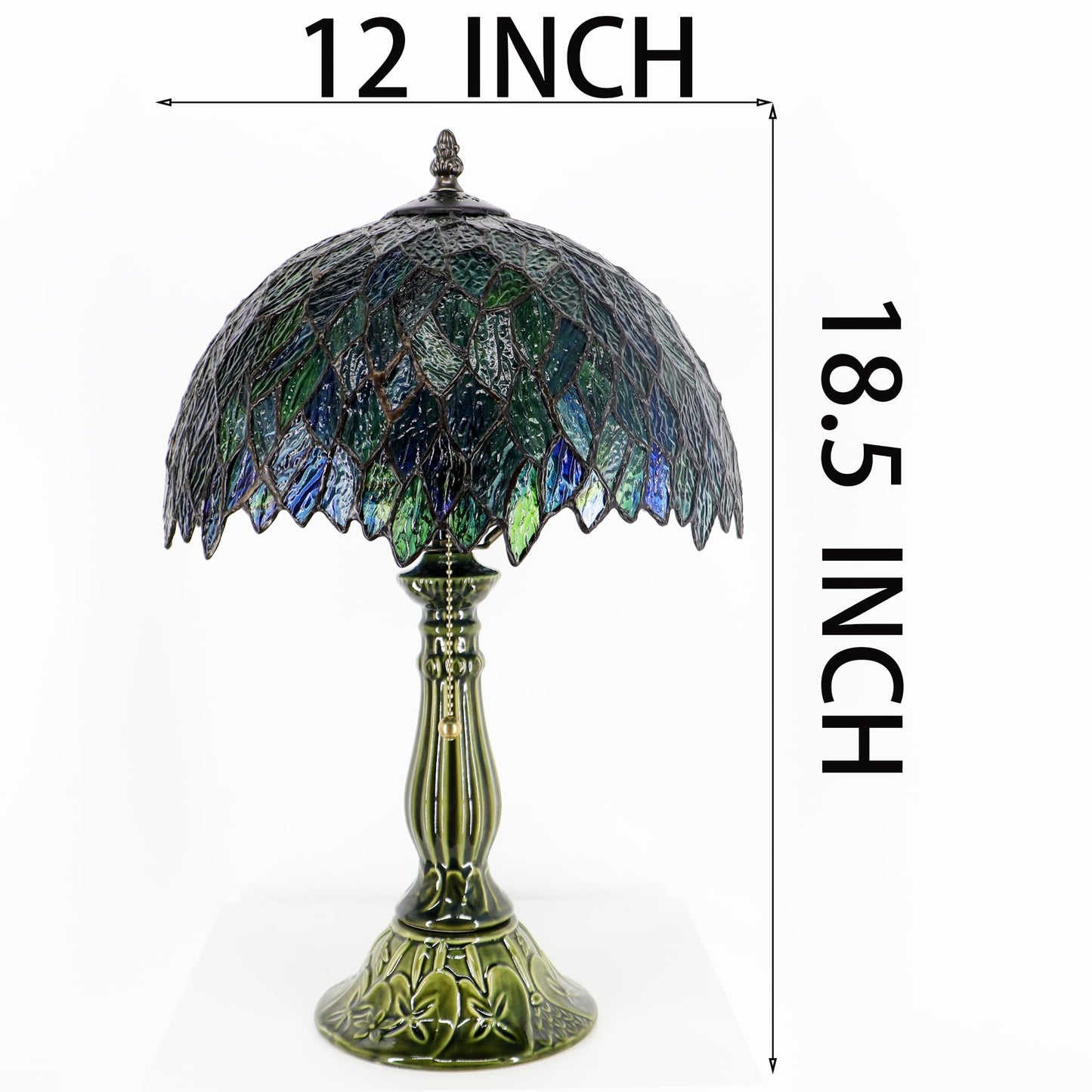 MQYXH Tiffany Style Stained Glass Table Lamp 18.5 Inch - Multicolor Leaf