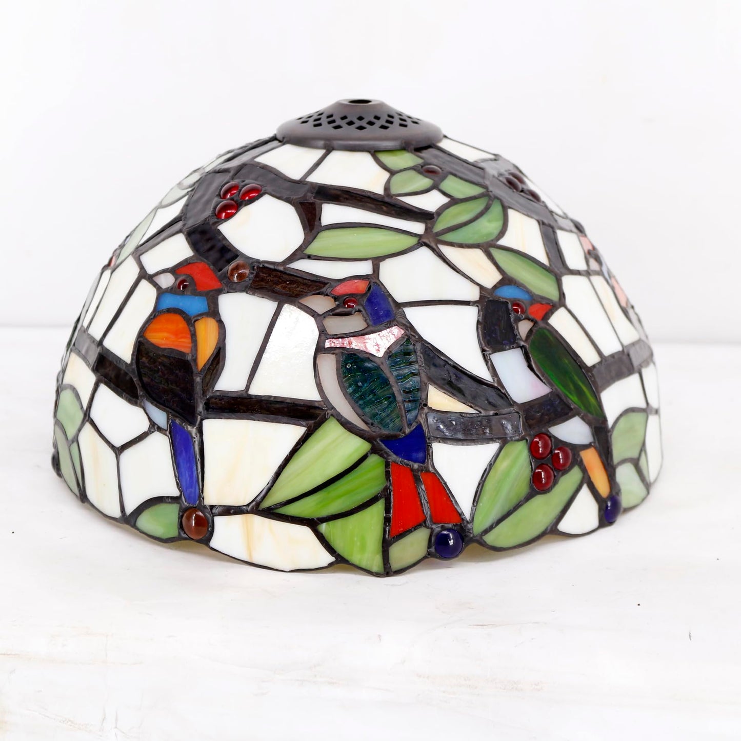 WERFACTORY Tiffany Table Lamp Mix Color Stained Glass Bedside Lamp 18 Inch