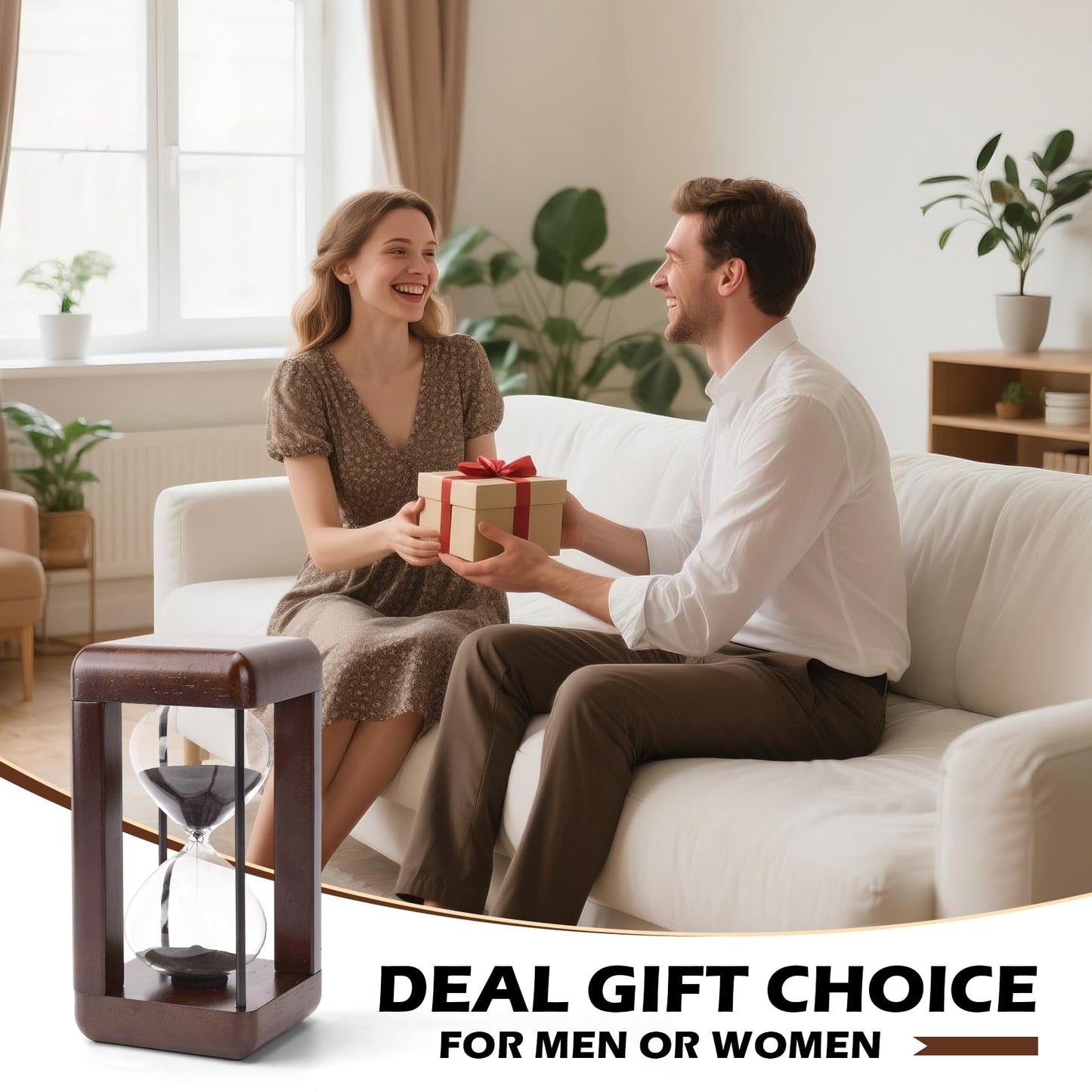 Hourglass Timer 60 Minute,Large Premium Walnut Sand Timer,Decor for Home, Desk,Office, Wedding Decor (Black)
