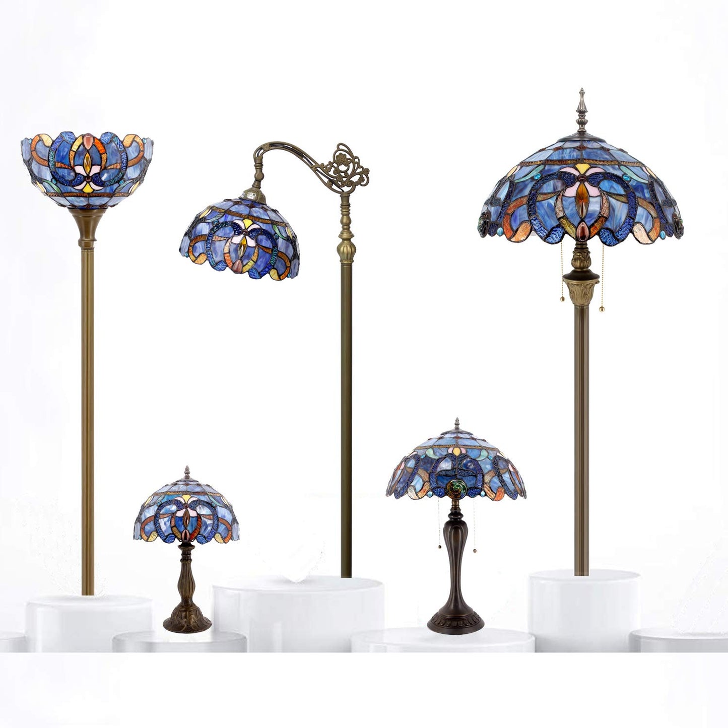 WERFACTORY Tiffany Style Table Lamp Stained Glass Mother-Daughter Vase Lamp