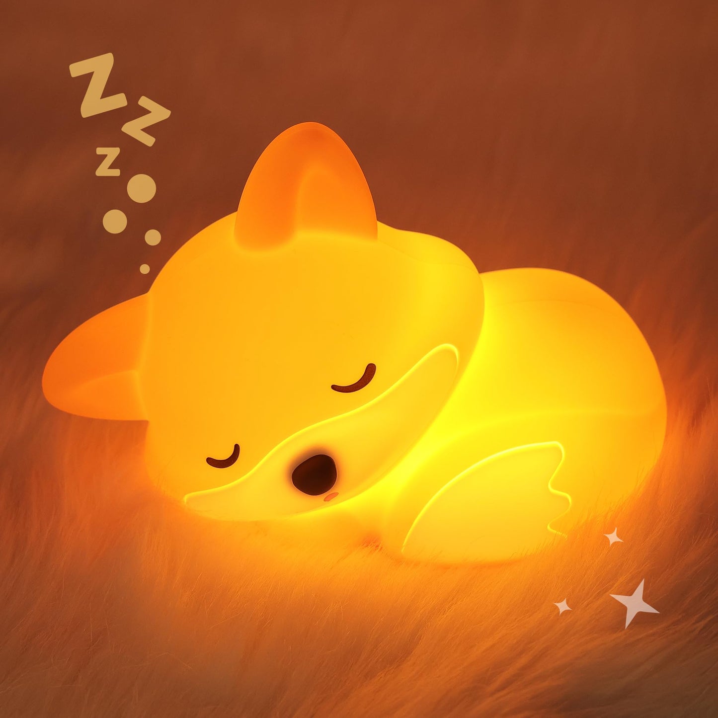 Okayera Fox Night Light for Kids, Rechargeable Squishy Silicone Fox Lamp with Dimmable Timer, Nursery Breastfeeding Toddler Bedside Decor, Birthday White Elephant Novelty Gift for Baby Girl Boy Friend