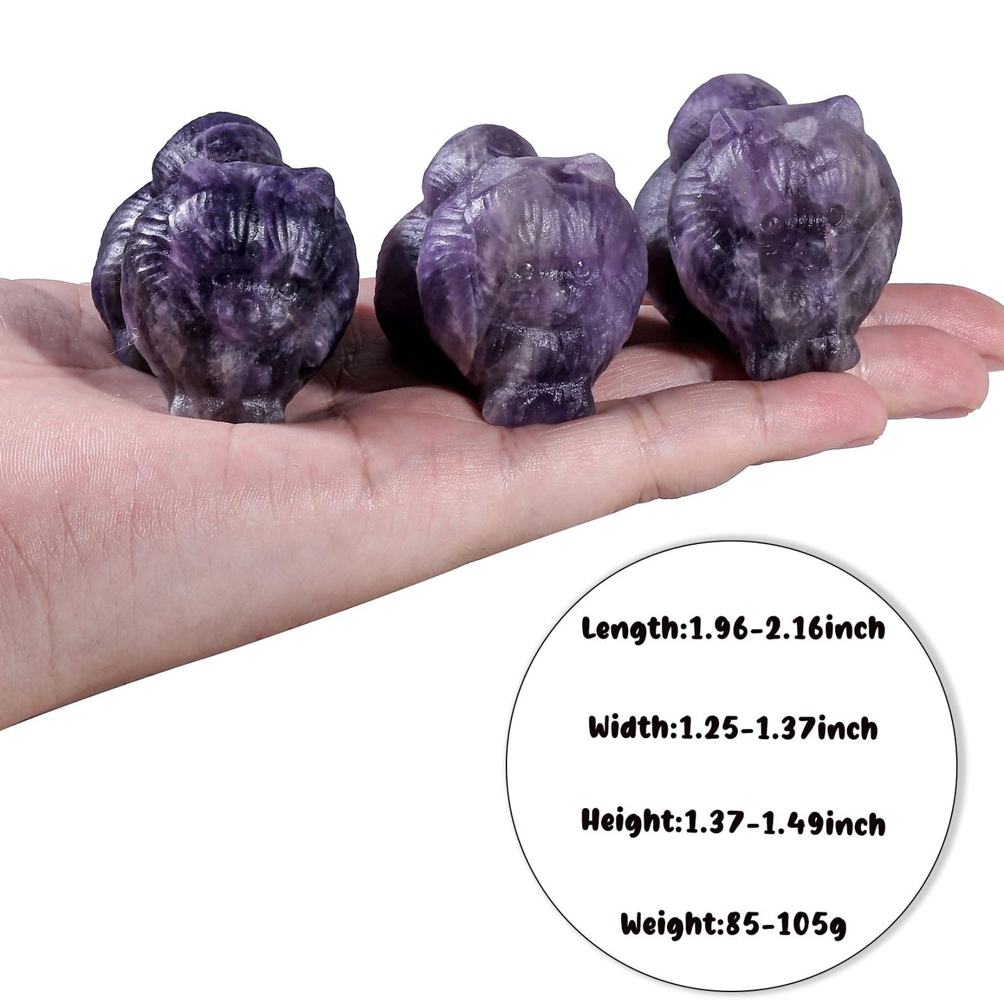 mookaitedecor Amethyst Crystal Cat Figurine Carving Animal Stone Statue