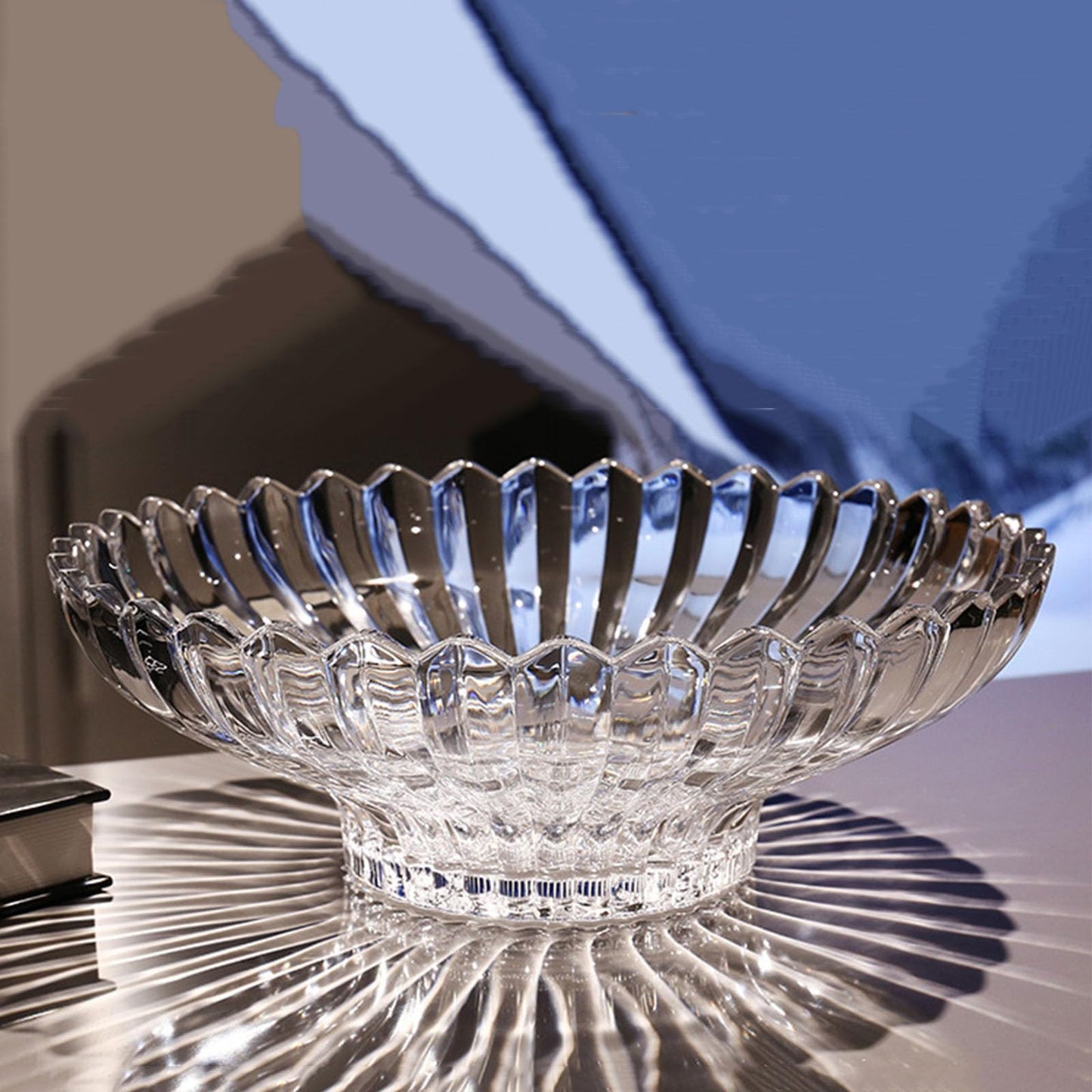 Rxcvkmw Glass Fruit Bowl or Decorative Bowl, used for Kitchen counter or living room center table decoration, 12 inch Fruit Bowl or Center Bowl (White)