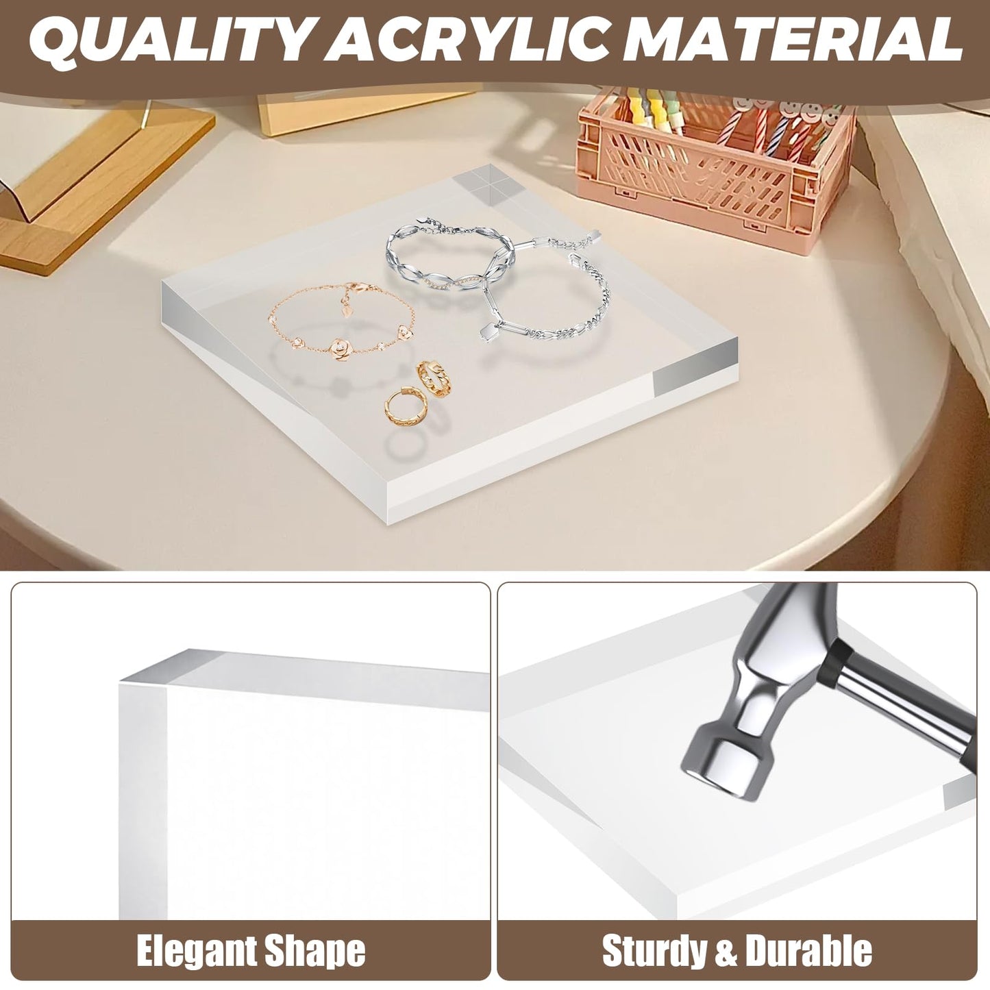 LDHHYH 1 Pack 8 x 8 x 1 Inch Acrylic Block for Display, Acrylic Base Stand, Clear Polished Acrylics Cube, Trophy Base Jewelry Display Stand Pedestal Stand for Collectibles Jewelry Props Plant Display