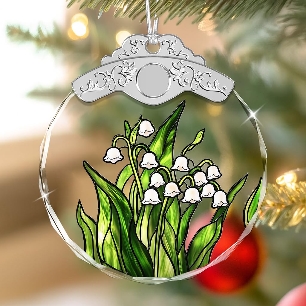 Giftelix Glass Ornament - Lily of the Valley - Car Hanging Decoration - Elegant Home Decor Accent - Unique Birthday Gift for Mom Grandma Wife Friends Sisters - Must-Have for Home