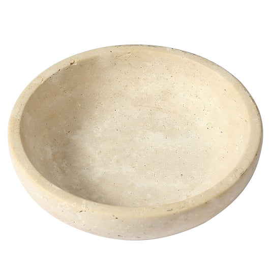 Dendrovia Marble Bowl Decorative, 7.8’’ Entryway Travertine Bowl For Keys Fruit Candy Jewelry, Natural Stone Bowls for Entry Table, Organic Modern Home Decor for Centerpieces, Beige