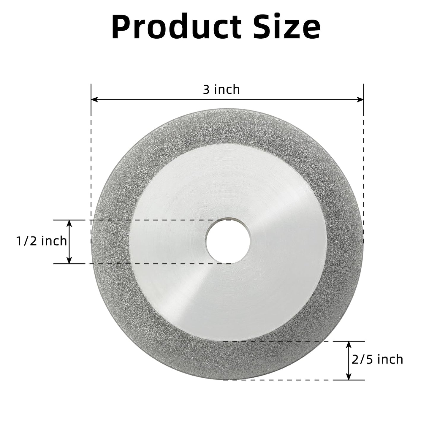 3 inch Flat Diamond Grinding Wheel 150 Grit, 1/2" Arbor, 10mm Wide for Grinding Tungsten,Carbide, Glass,Ceramic, Gem