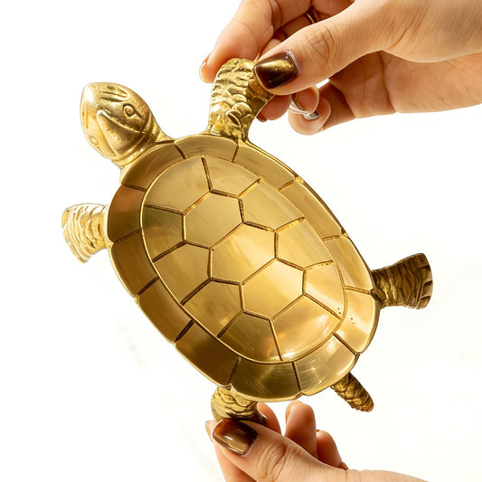 100% Solid Brass Turtle Shaped Candle Dish - Jewelry Dish - Candle Holder - Jewelry Holder - Perfect for Wax Candles, Rings, and Trinkets Dish,Birthday Mother's Day for Women