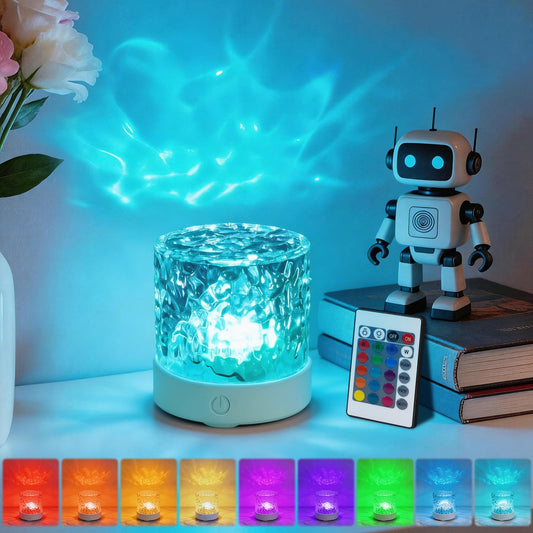 YXQUA Northern Lights Ocean Wave Projector Light, Galaxy Light Projector, 16 Colors Gradual Rotating Water Ripple Ambient Light Non-Wood, Aurora Projector for Sleeping, Home Theater, Party (Charge)
