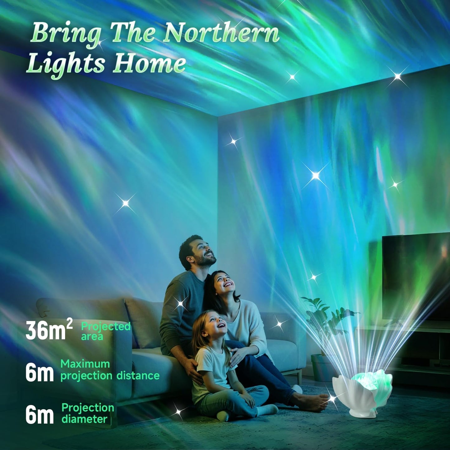 GLACIER GIFT Northern Lights Projector, Shell Night Light Built for Bedroom Nebula Lamp, Kids Dorm Decor, Cute Room Decor Aesthetic, Valentines Day Gifts