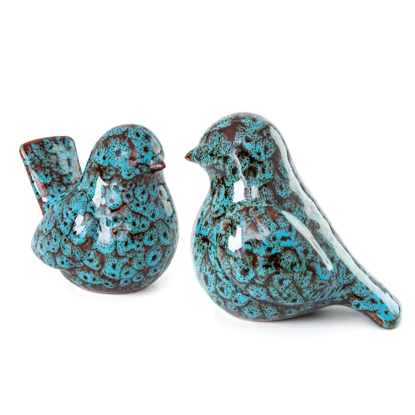 YINUOWEI Blue Birds Statues Home Decor, Modern Bird Figurines Decor, Birds Sculpture Animal Figurines for Living Room, Bedroom, Office Desktop, Bookshelf, Cabinets