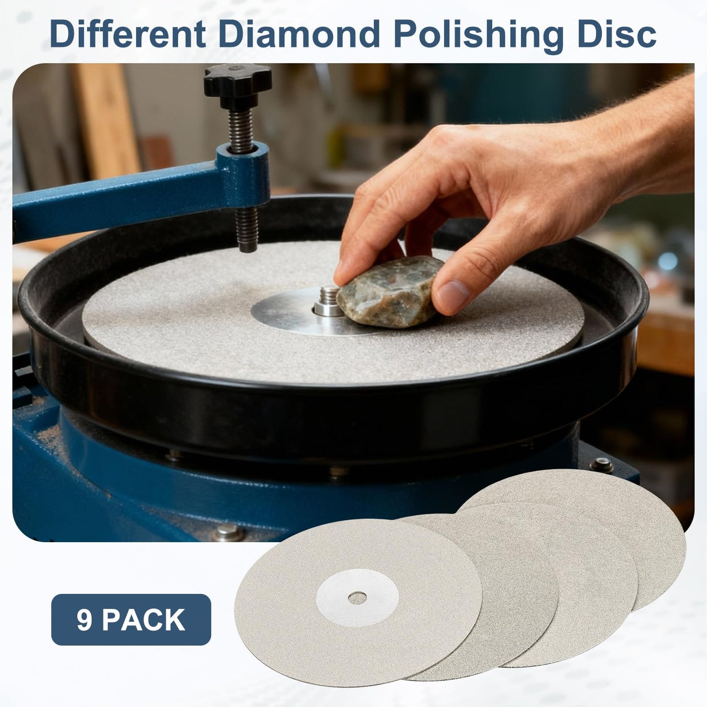WorkBless 9PCS Diamond Flat Lap Wheel Disc Set, 6" x 1/2" Arbor Hole Abrasive Grit 120 240 600 1000 1200 1500 2000 2500 3000 for Cutting or Sanding Stone and Glass