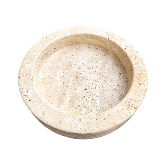 OZLMC Natural Travertine Marble Bowl - 7.8″ Handcrafted Stone Decorative Bowl for Kitchen Fruit, Entryway Keys, Dining Table Centerpiece & Modern Home Decor