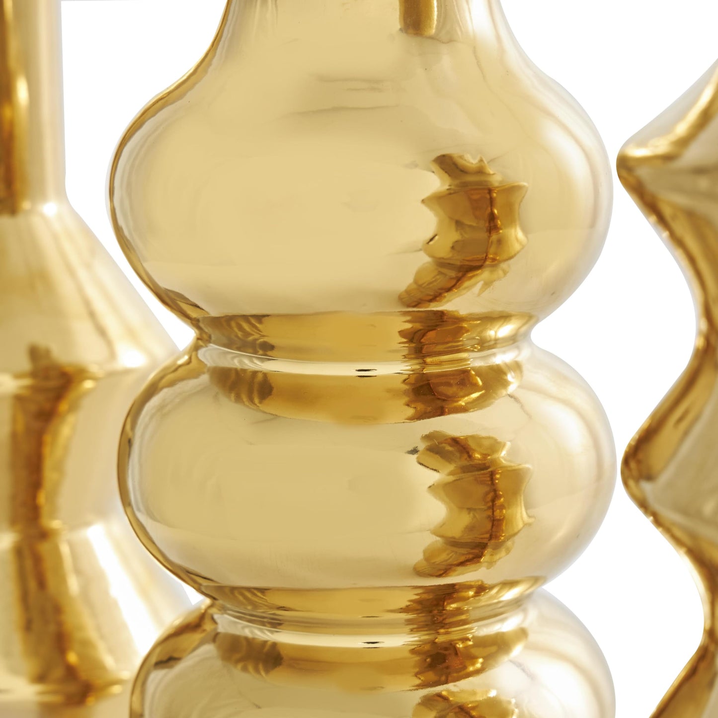 Deco 79 Ceramic Abstract Decorative Vase Bubble Inspired Centerpiece Vases with Varying Shapes, Set of 3 Flower Vases for Home Decoration 4" W, 12" H, Gold