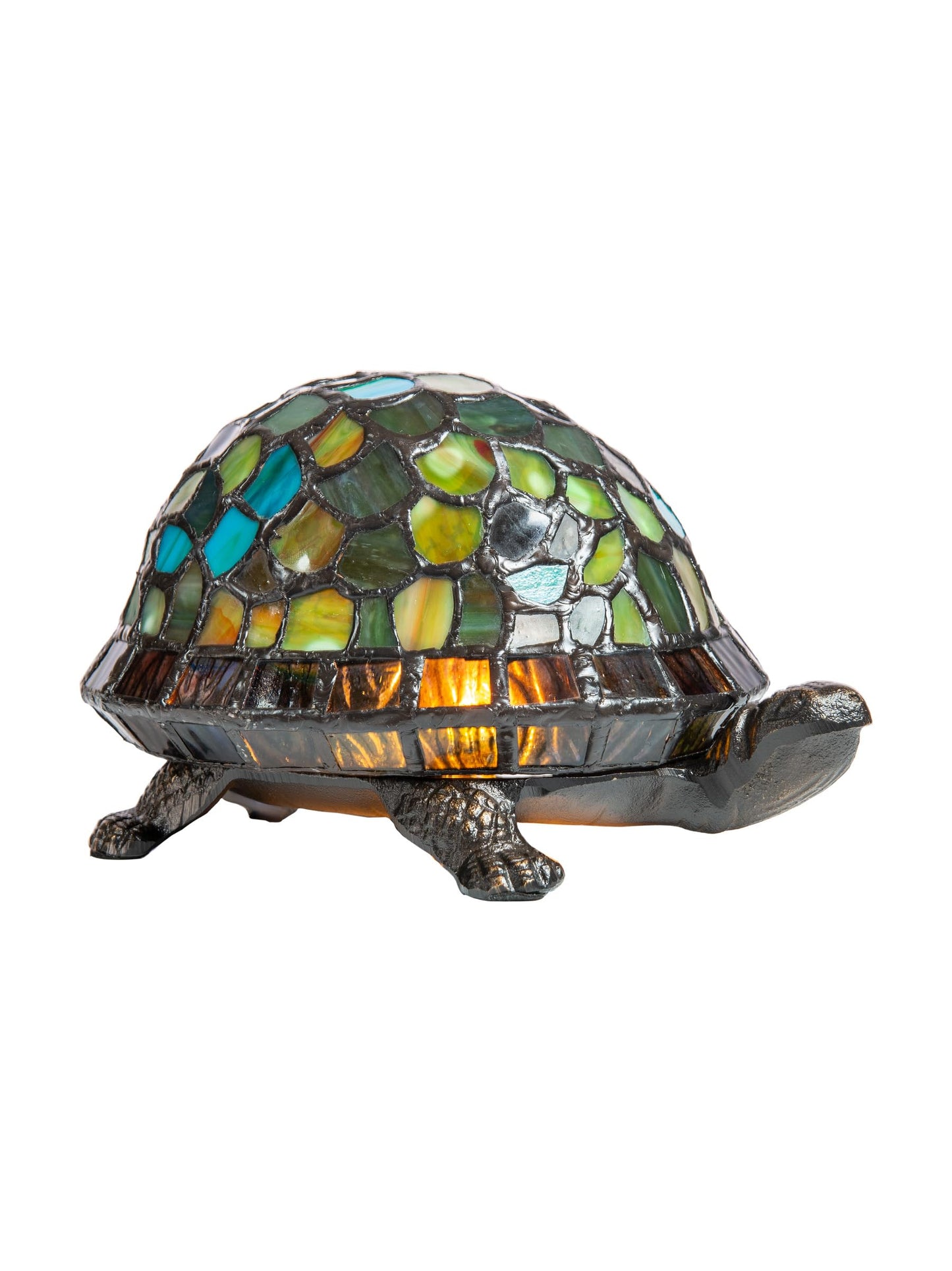 Dale Tiffany 7908/816A Blue Turtle Accent Lamp, Antique Bronze and Art Glass Shade