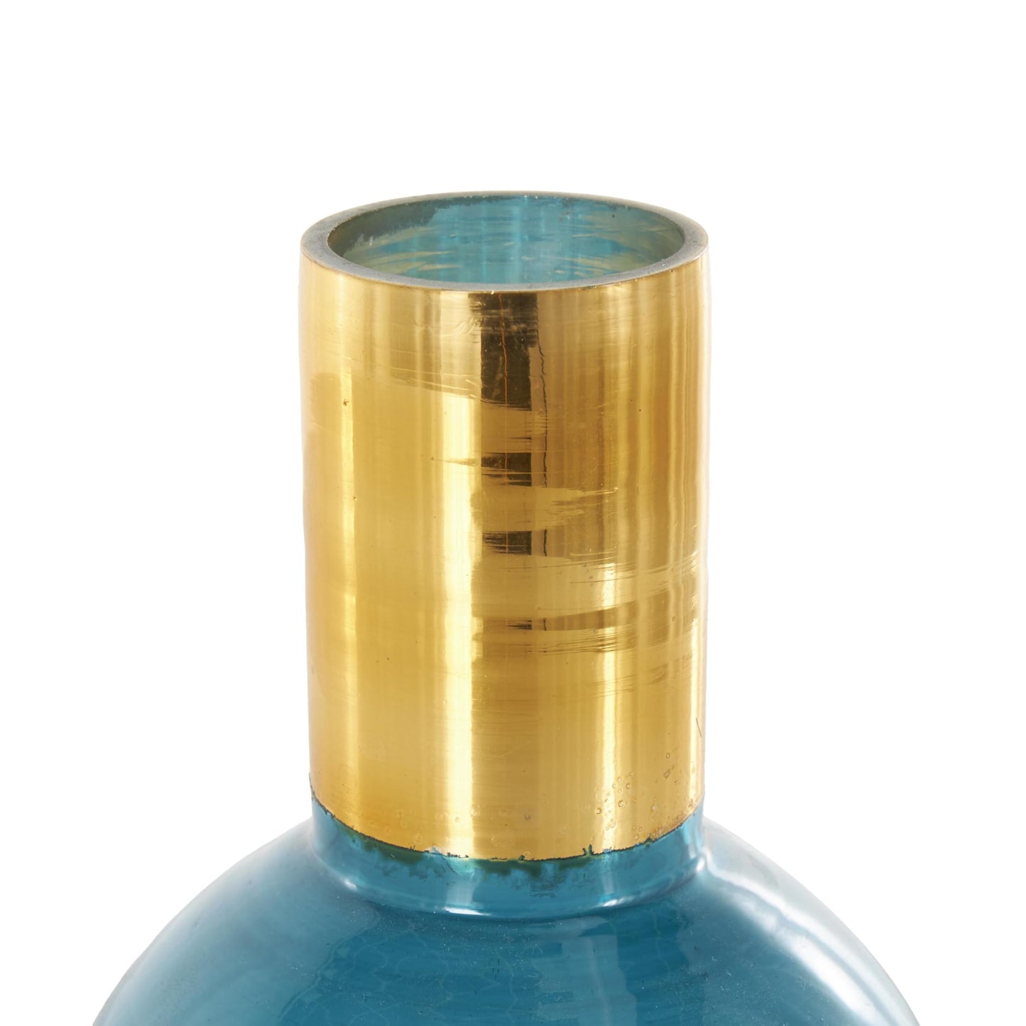 Deco 79 Glass Geometric Tinted Vase with Gold Rim and Varying Shapes, Set of 3 8",9",8" H, Blue