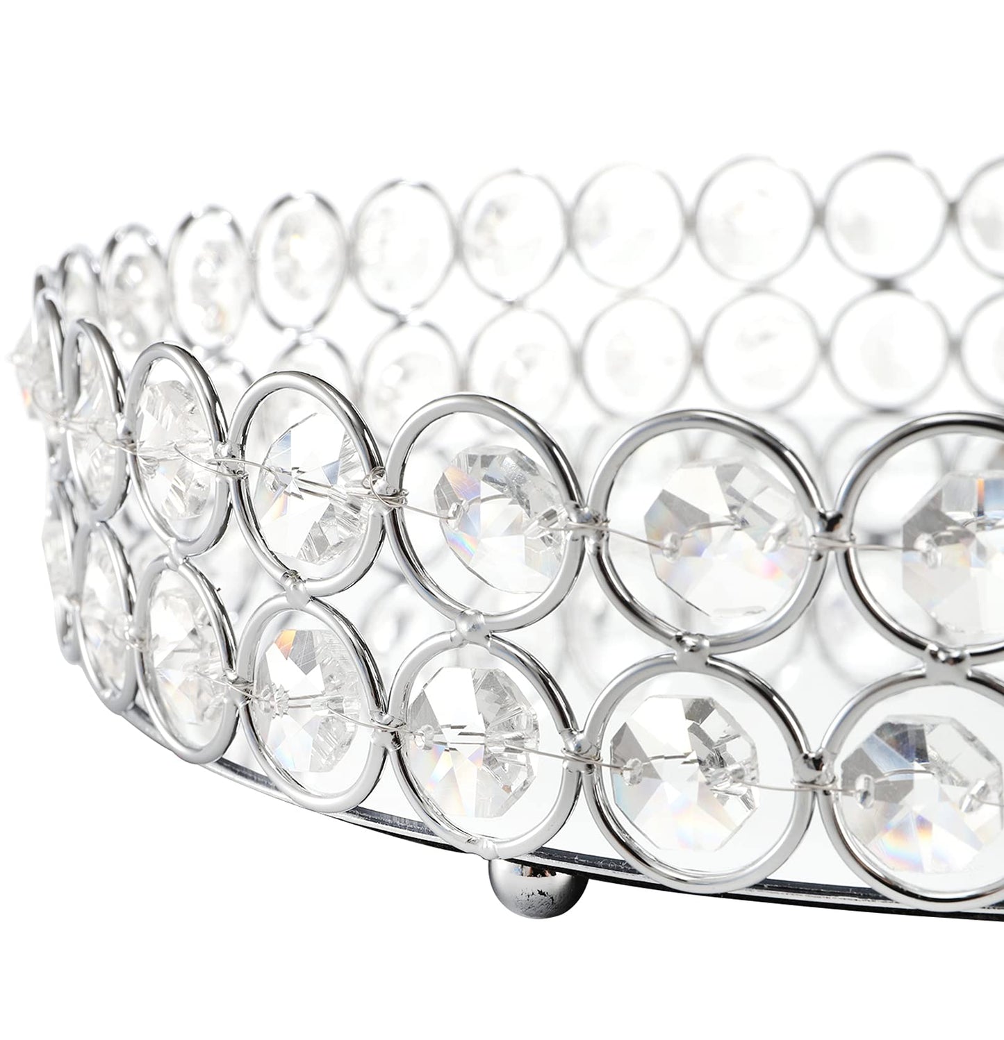 Hedume Mirrored Crystal Vanity Tray, 10 Inches Crystal Cosmetic Makeup Tray, Ornate Decorative Tray for Perfume, Jewelry and Makeup