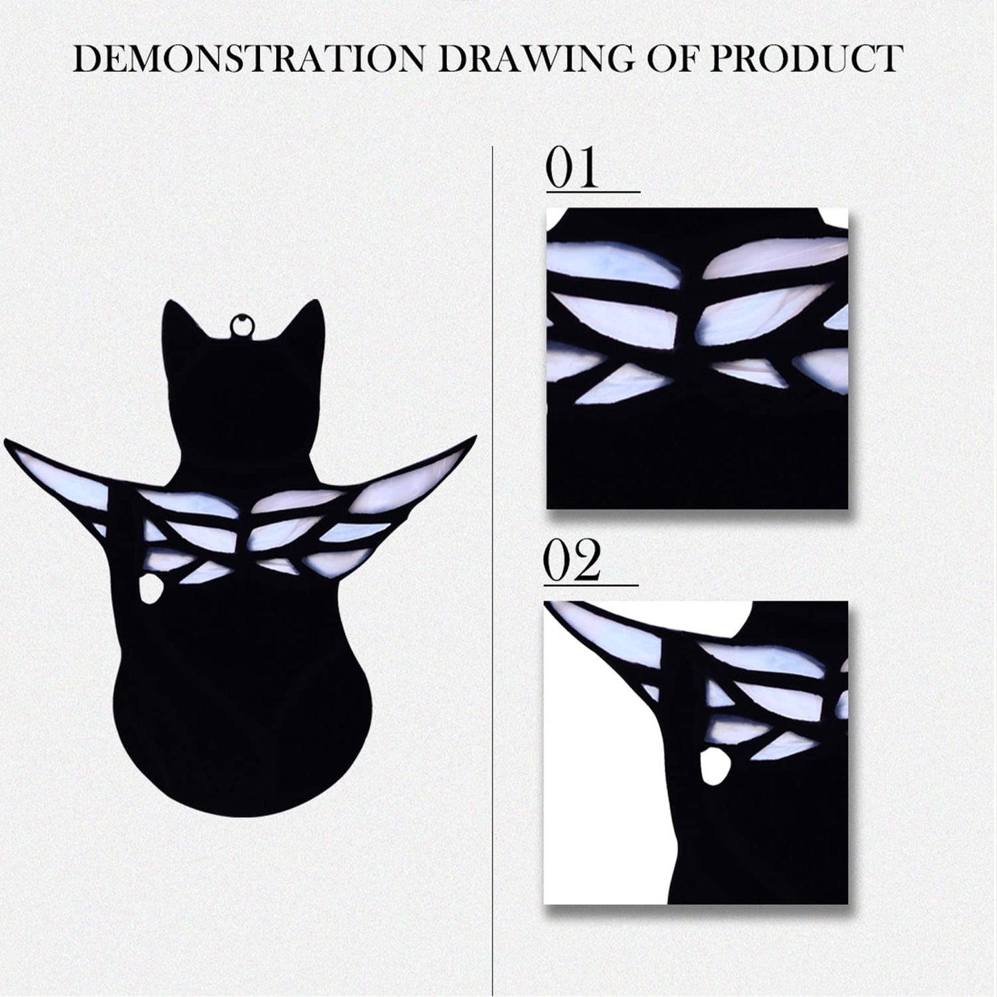 BOXCASA Black Cat Memorial Gifts for Loss of Cat Stained Glass Suncatcher