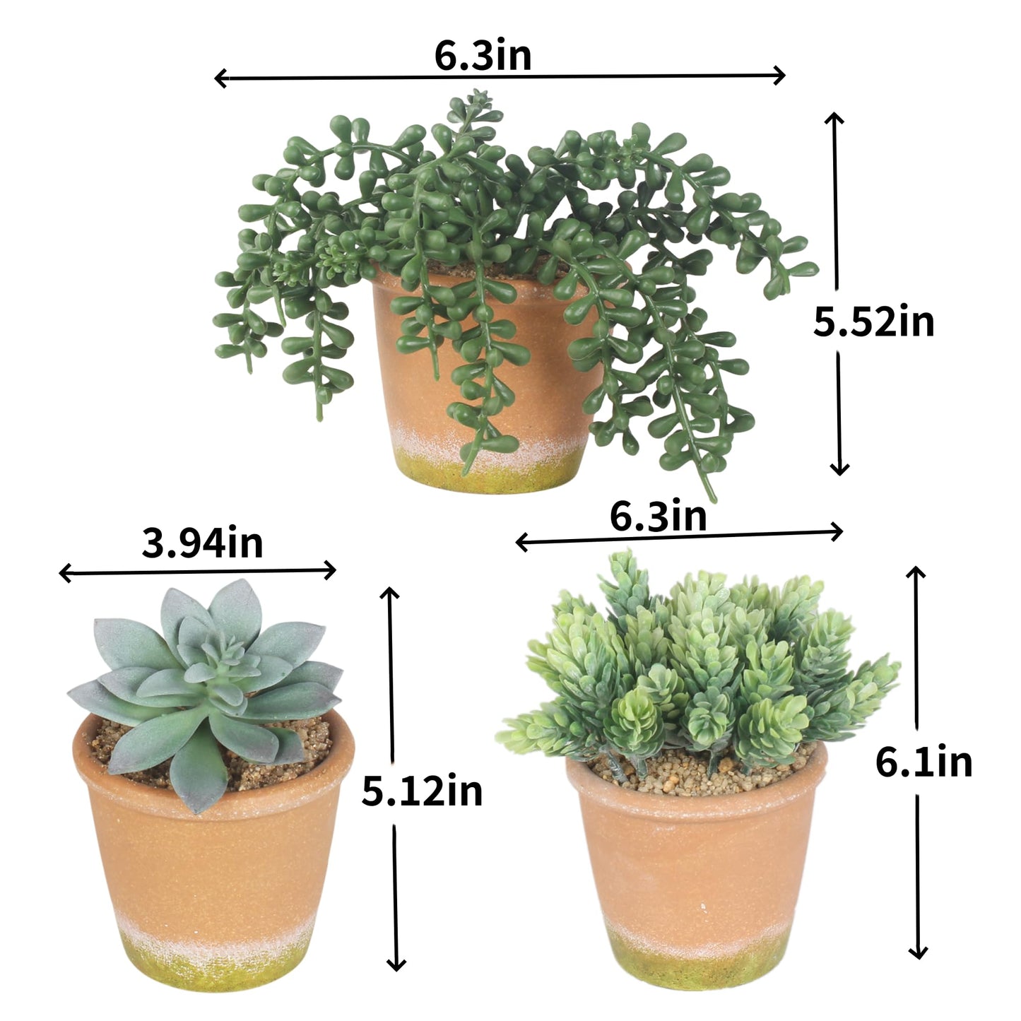 COTSEN 3 Pcs Artificial Succulent Plants Potted False Succulent Plants Potted Faux Potted Plant Family Office Bookshelf Decor