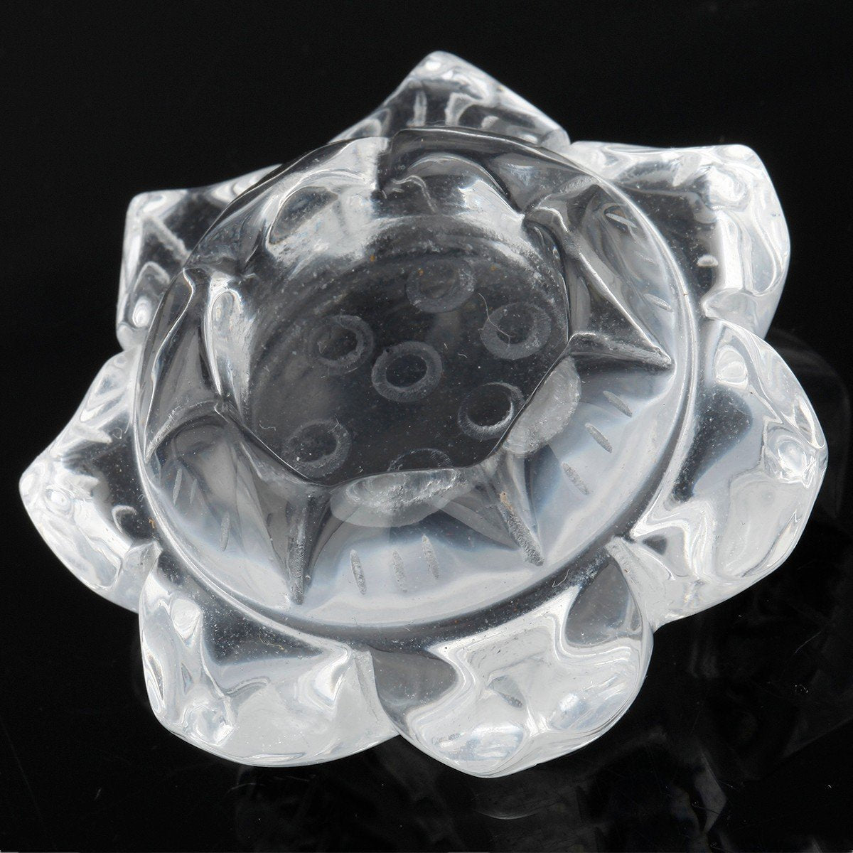 rockcloud 2" Healing Crystals Rock Quartz Lotus Flower Crystal Ball Stand/Taper Candle Holder Candlestick