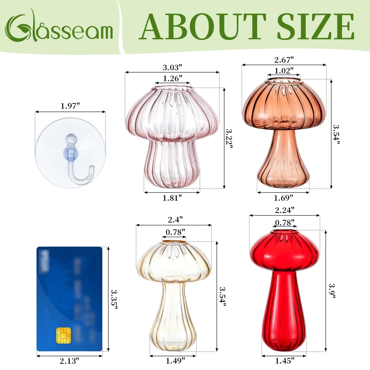 Glasseam Window Plant Propagation Stations: Glass Hanging Mushroom Vases