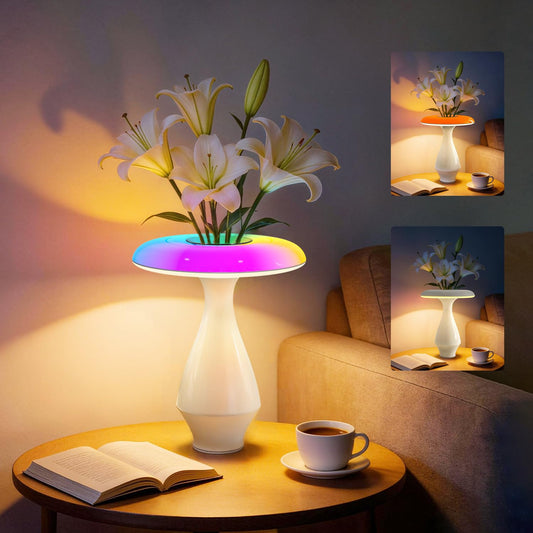Honey Tour 2-in-1 Ceramic Table Lamp, Perfect Mother’s Day Gift for Mom, RGB Color-Changing & 3000K LED Bedside Lamp, Modern Vase Lamp for Bedroom, Nightstand & Desk Decor