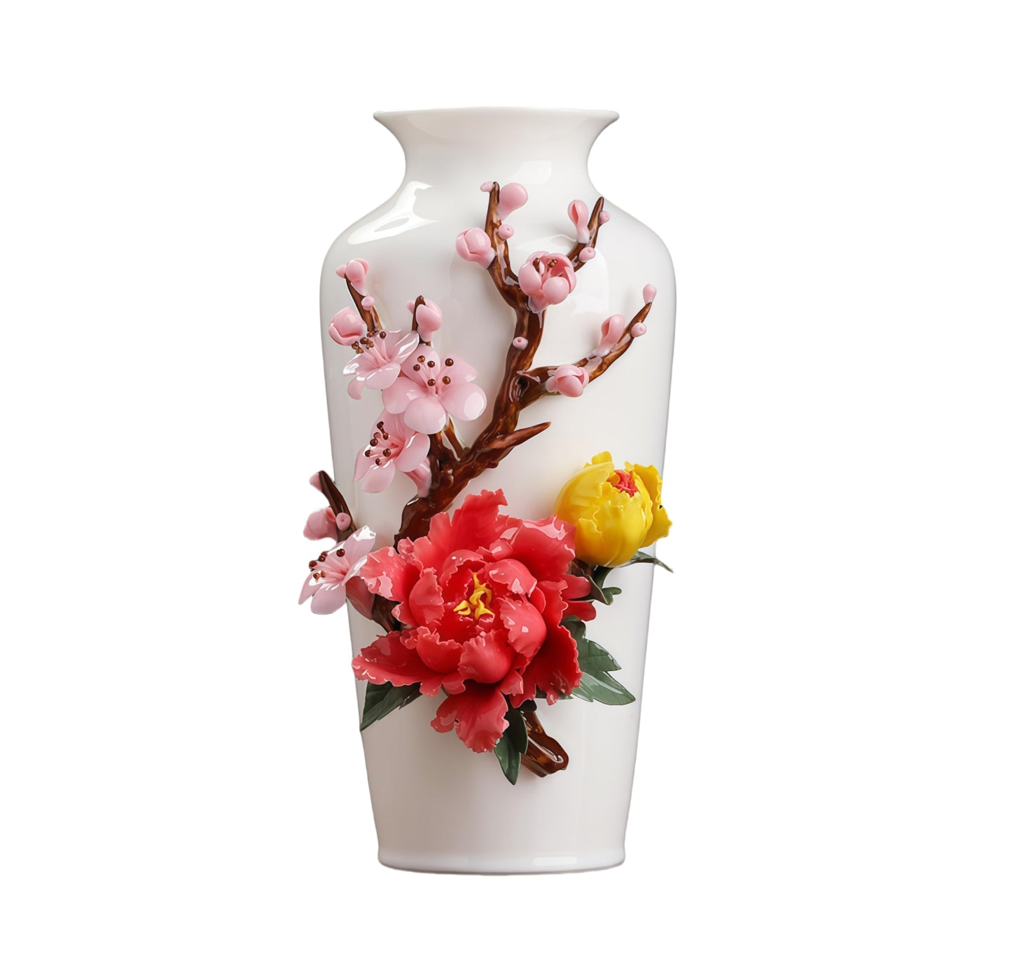 Top Ceramic Vase for Flowers - Table Decorative Cool Unique Flower Vase Decor, Feng Shui Gifts for Home, Chinese New Year Decoration, Chinese Decor & Gifts