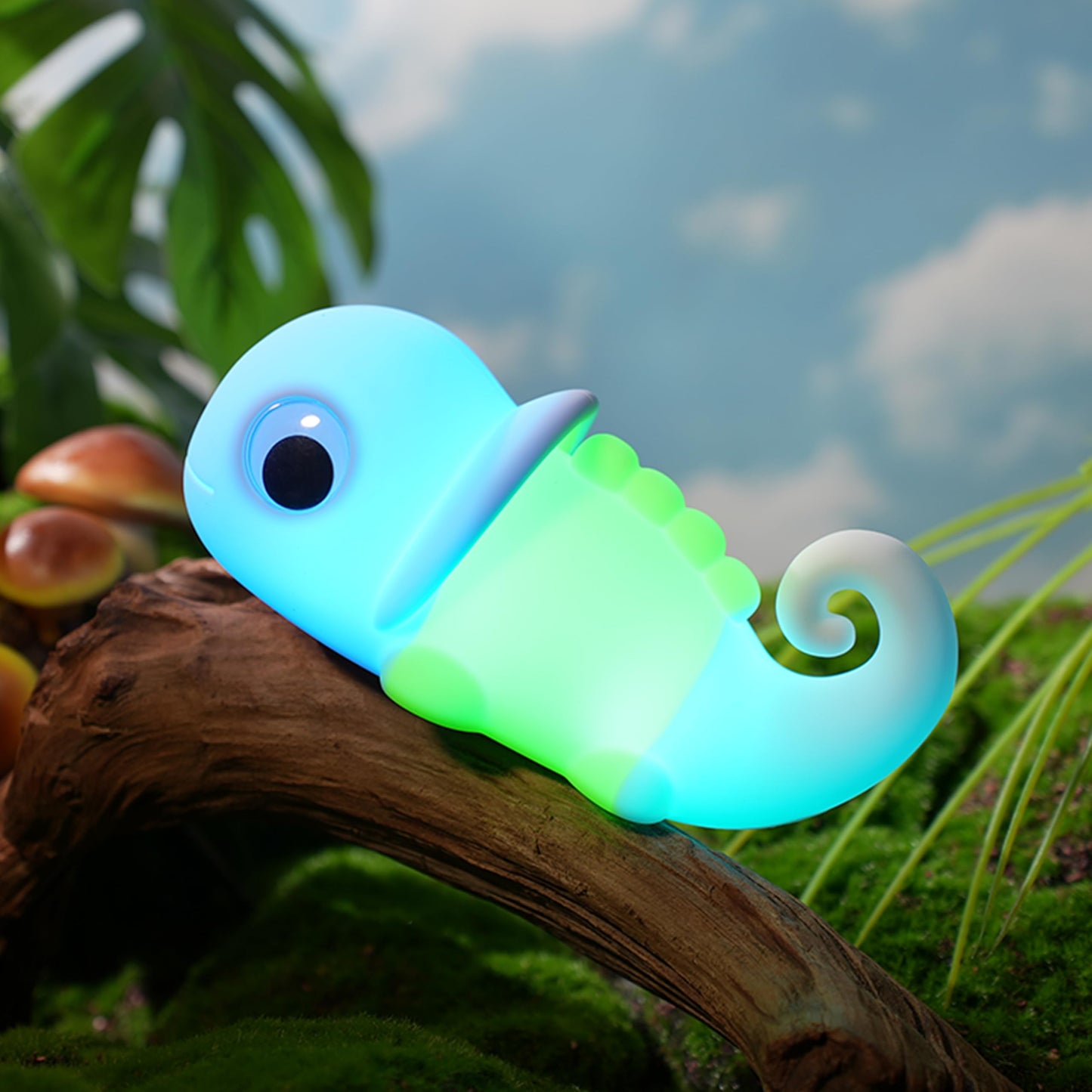 Myratts Night Light for Kids, Cute Soft Silicone Chameleon Lamp, Dimmable Timer Nursery Portable Kawaii Lamps, Bedside Lamp for Baby Toddler Adult(Chameleon - Blue)