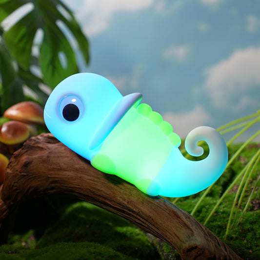 Myratts Night Light for Kids, Cute Soft Silicone Chameleon Lamp, Dimmable Timer Nursery Portable Kawaii Lamps, Bedside Lamp for Baby Toddler Adult(Chameleon - Blue)