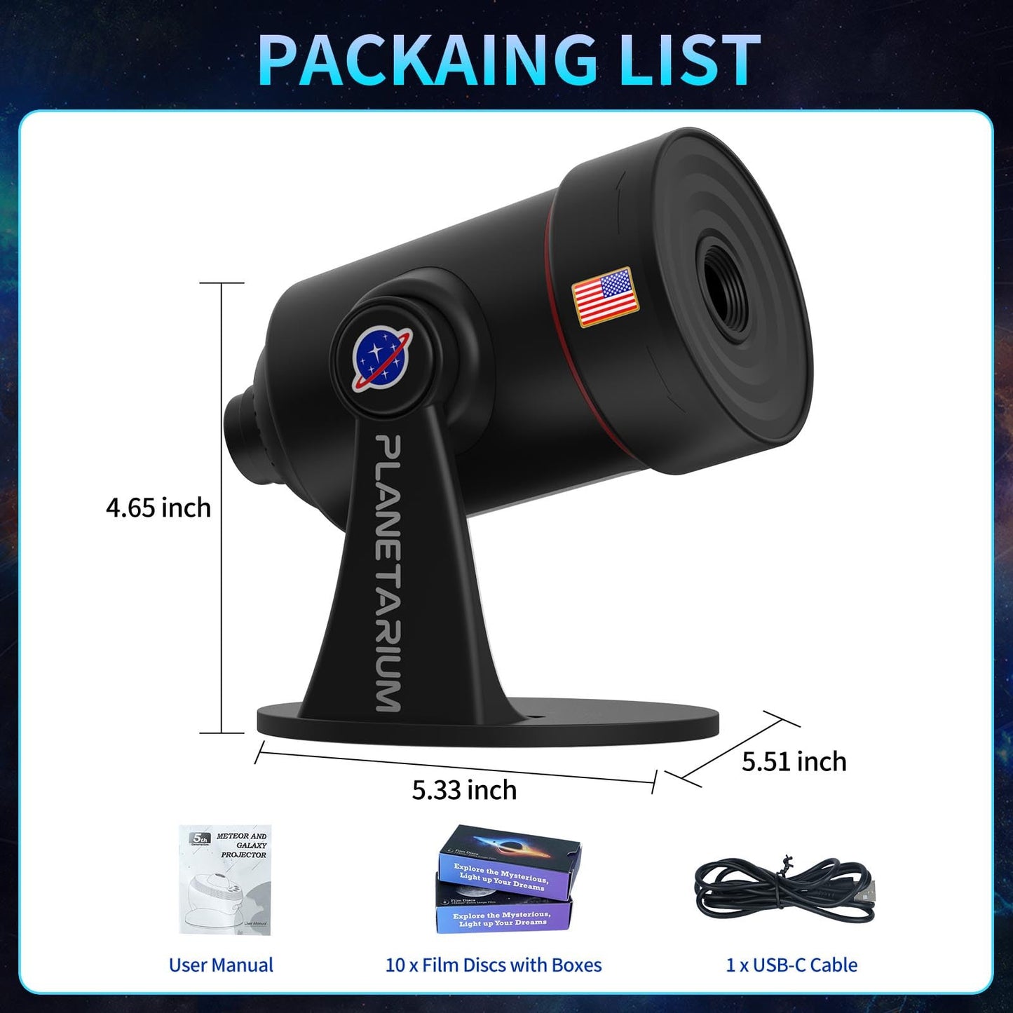 [White Noise] Galaxy Projector, 28 Soothing Sounds Star Projector Sound Machine, Solar System Space Planetarium Projector Night Light, Room Decor for Ceiling Bedroom Adults Sleep Aid