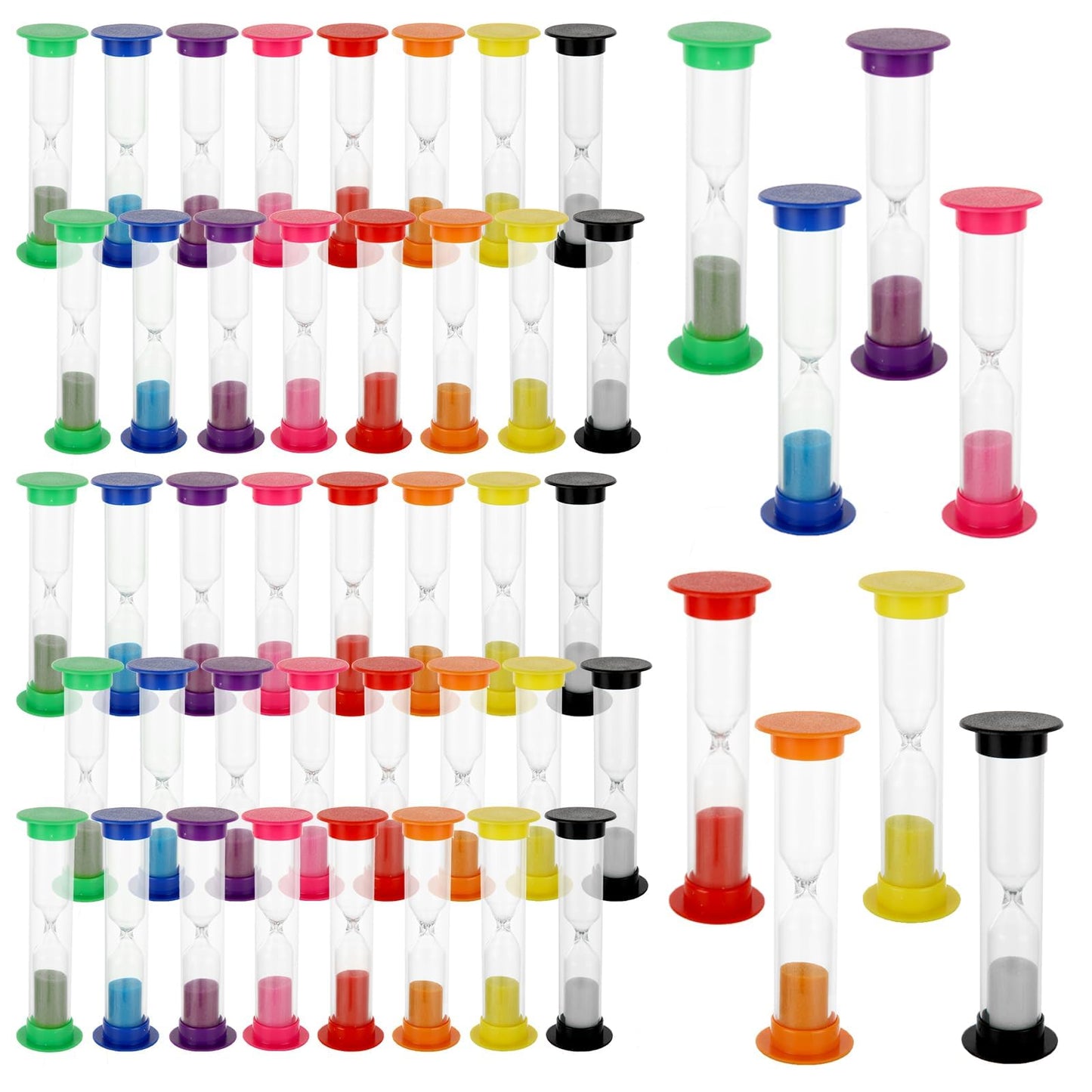 WOPPLXY 64 Pcs 2 Minute Sand Timer, Colorful Hourglass Sand Clock, Plastic Hourglass Timer, Plastic Small Sand Watch Hour for Classroom Learning