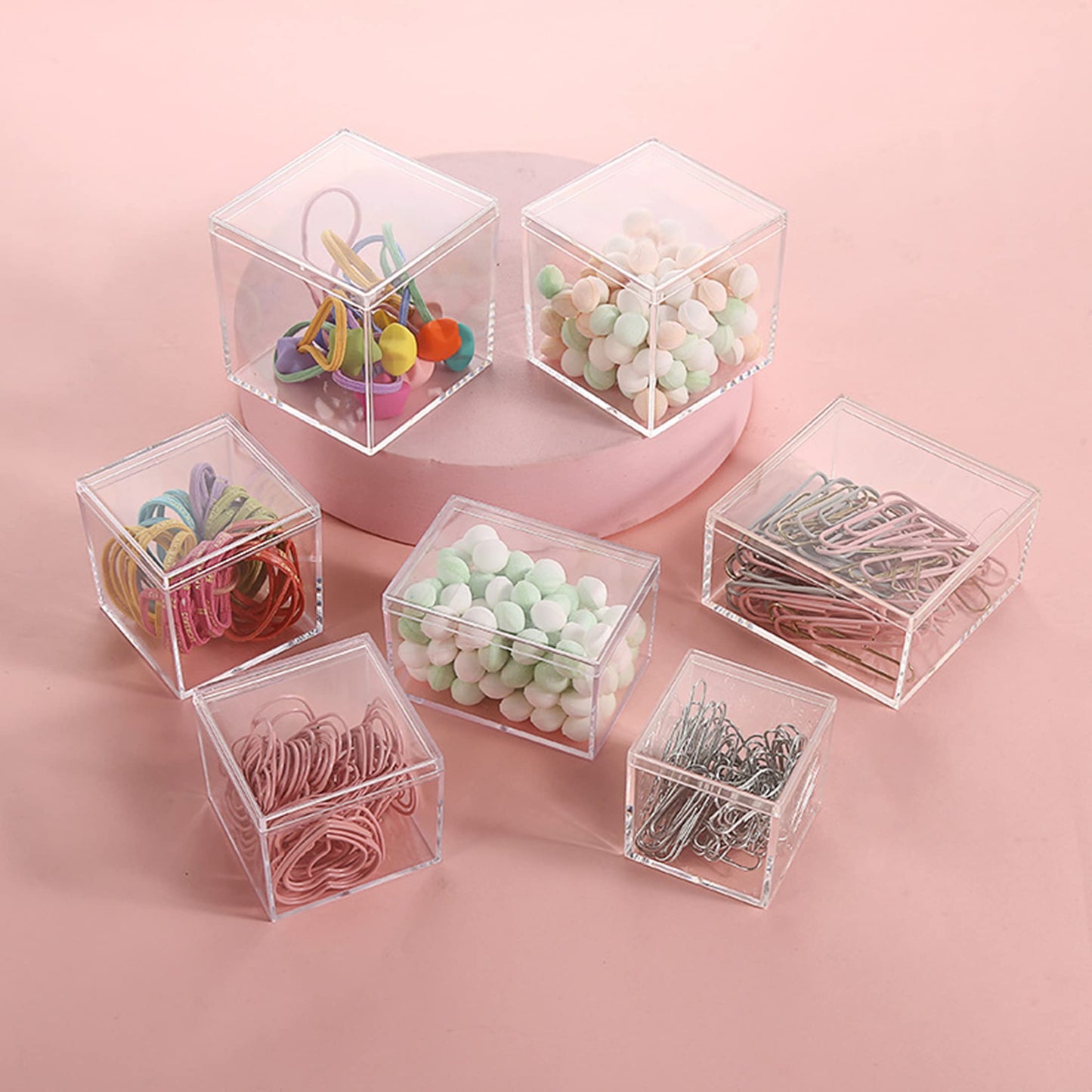 KissYou Acrylic Box Small Clear Boxes with Lid 12 Packs Small Acrylic Candy Box Display Square Cube Wedding Birthday Graduation Party Decorative Boxes