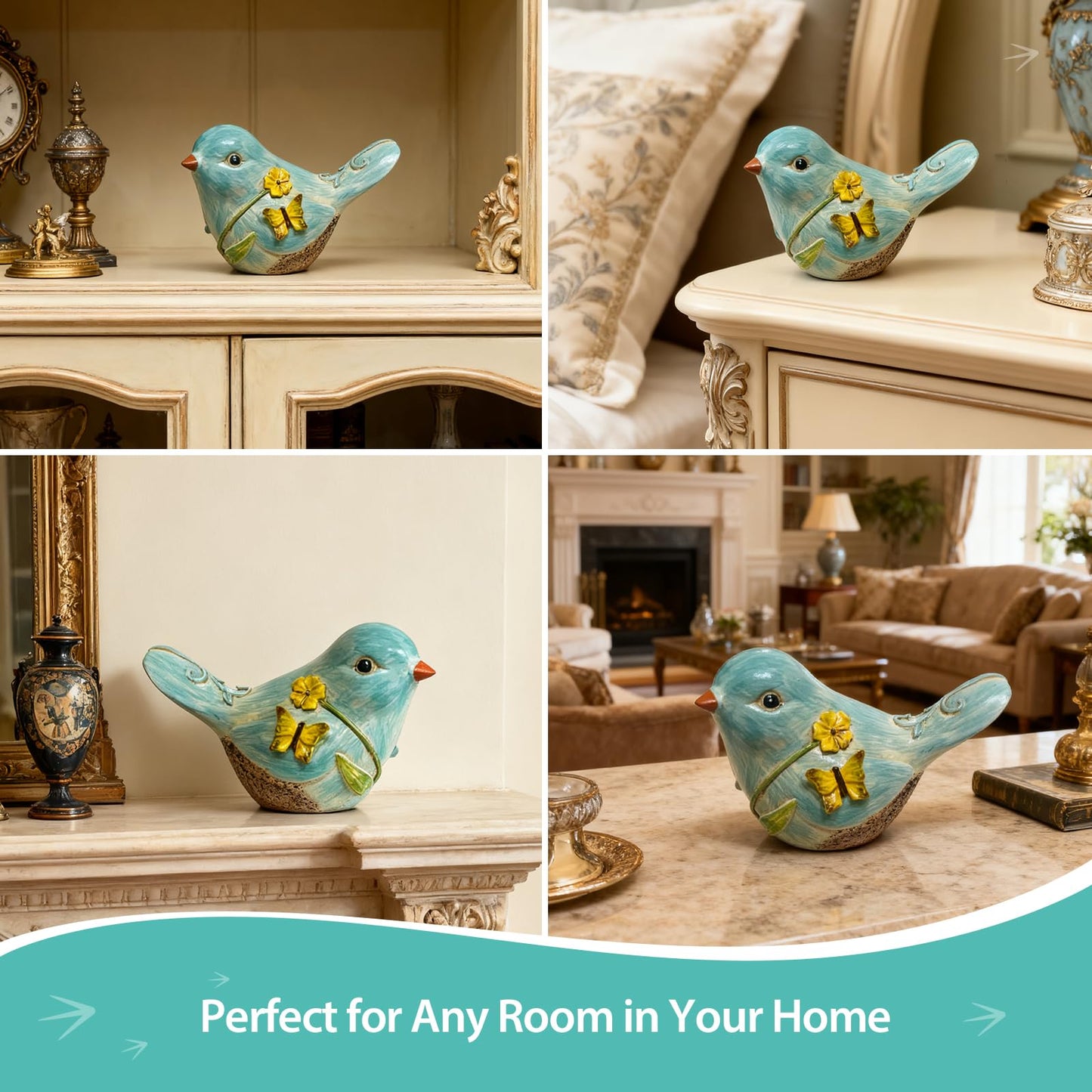 GZVDYG Home Shelf Decor, Blue Bird Statue
