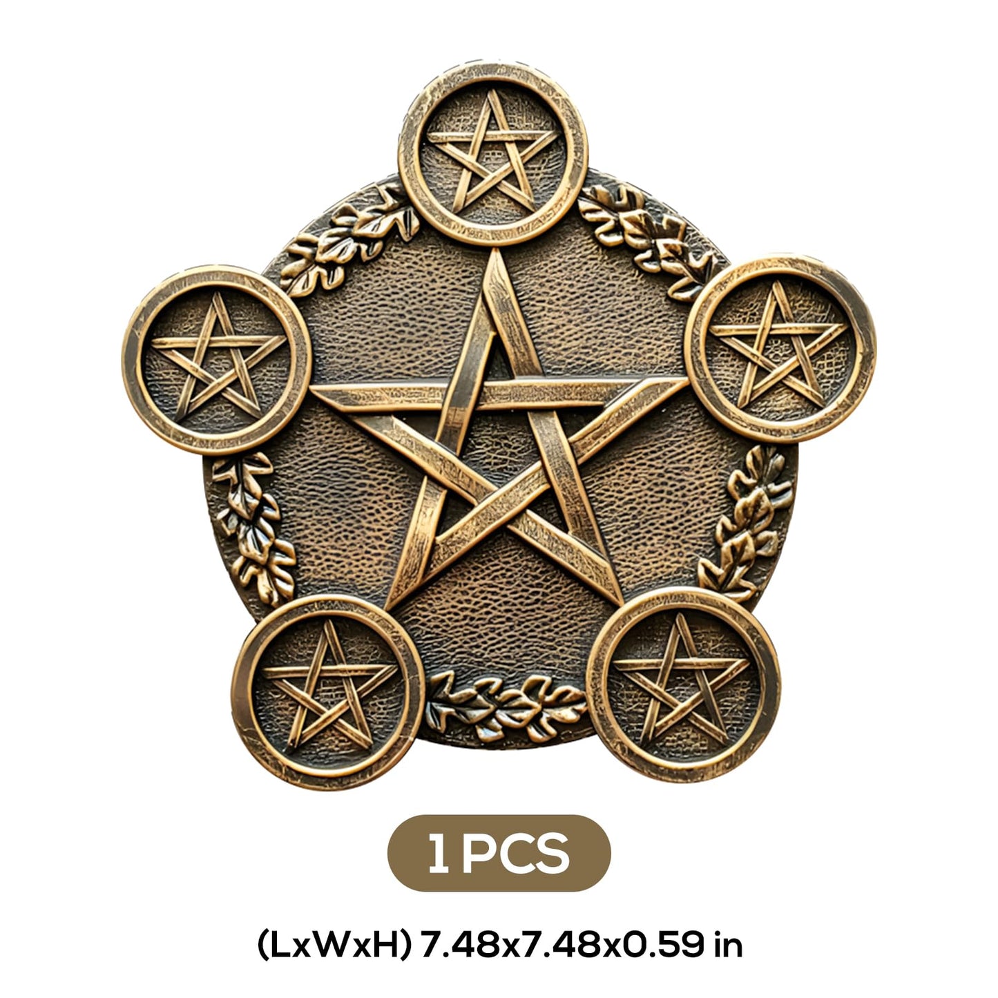 Pentacle Star Candle Holder, Resin Tealight Holder Tray with 5 Sockets, Golden Altar Supplies, 8.7 in Astrology Pentacle Altar Plate for Rituals, Spells, Home Decor