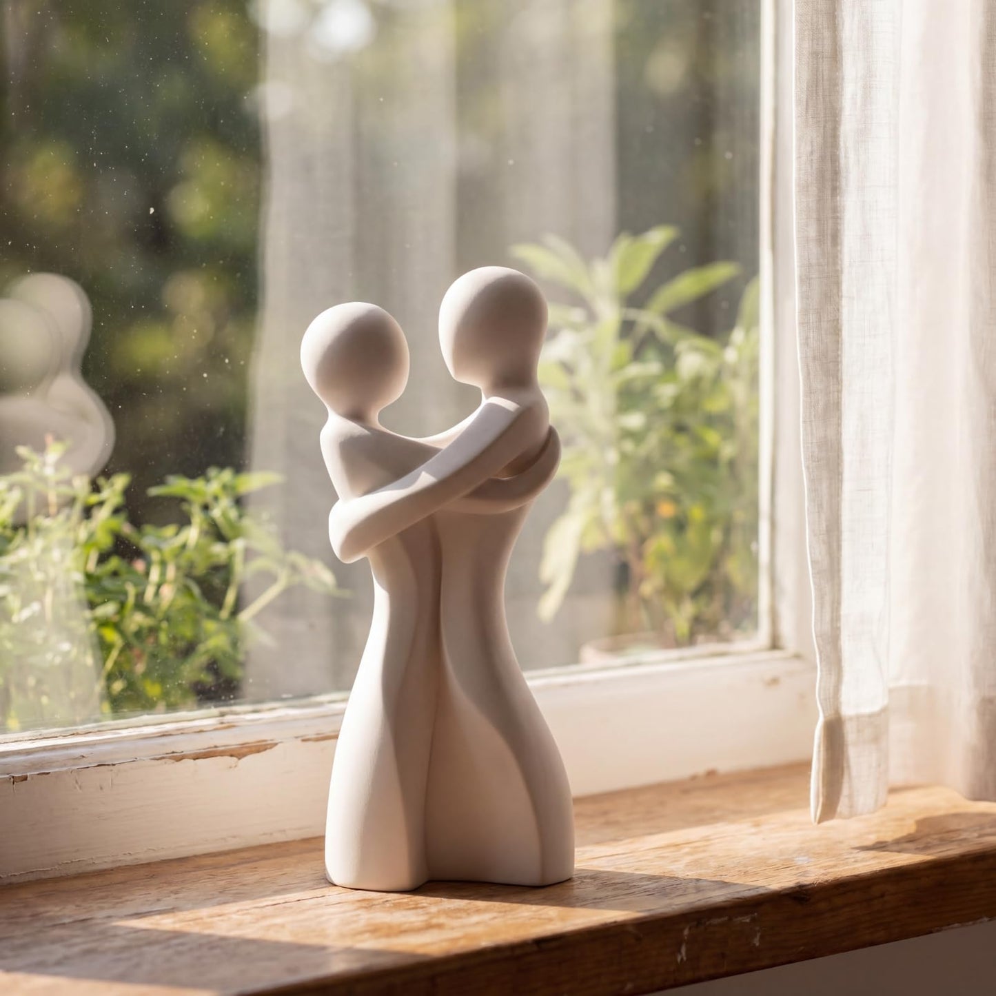 Thenshop 8 Inch Ceramic Unique Flower Vase Modern Loving Embrace Vase Abstract Modern Art for Flower White Cute Table Centerpiece for Home Office Bedroom Wedding Decoration