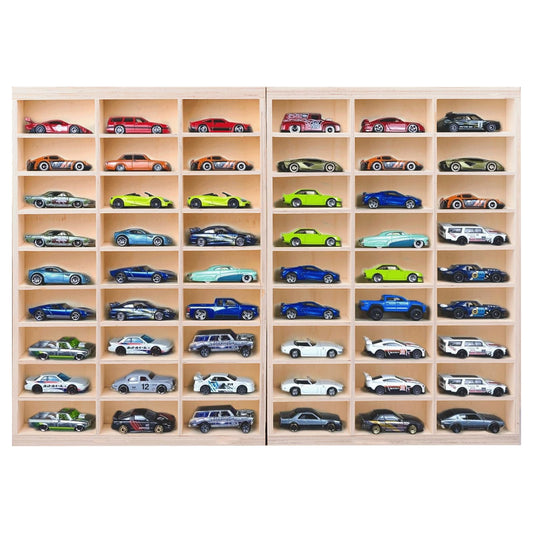 1:64 Model Car Wooden Display Case,54 Space,Storage Display Shelf,for 1/64 Scale Toy Cars,Wall Mount ,Model car Display Organizer,Collapsible Toy Car Storage(Only case)