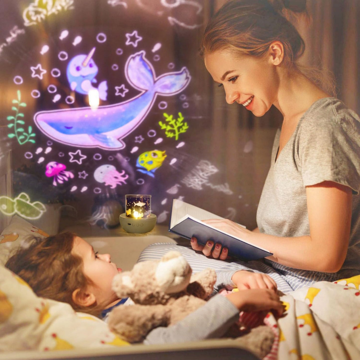 21 Sets of Films, Night Light Projector for Kids Bedroom, Star Projector Night Lights for Kids Baby Girls with 360 Rotating, Birthday, Christmas, Nursery, Room Decor