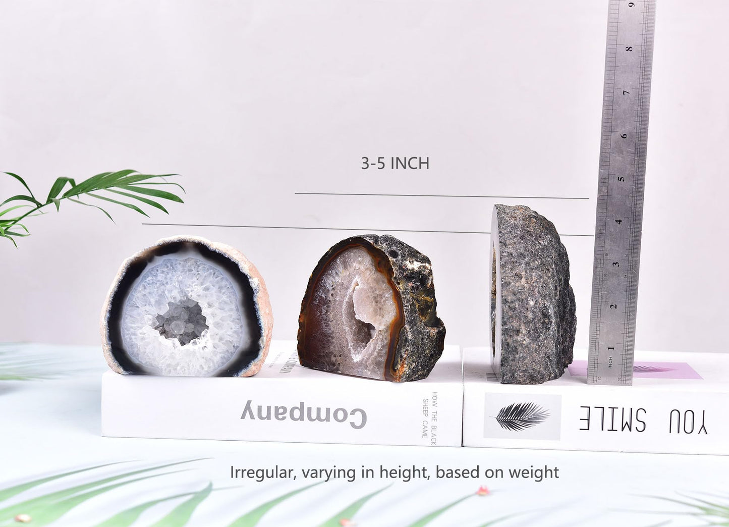 AMOYSTONE Natural Agate Stone Decor Large Agate Geode Ornament Black 1.5-2 LBS, Irregular Crystal Rock for Home, Bedroom, Desk