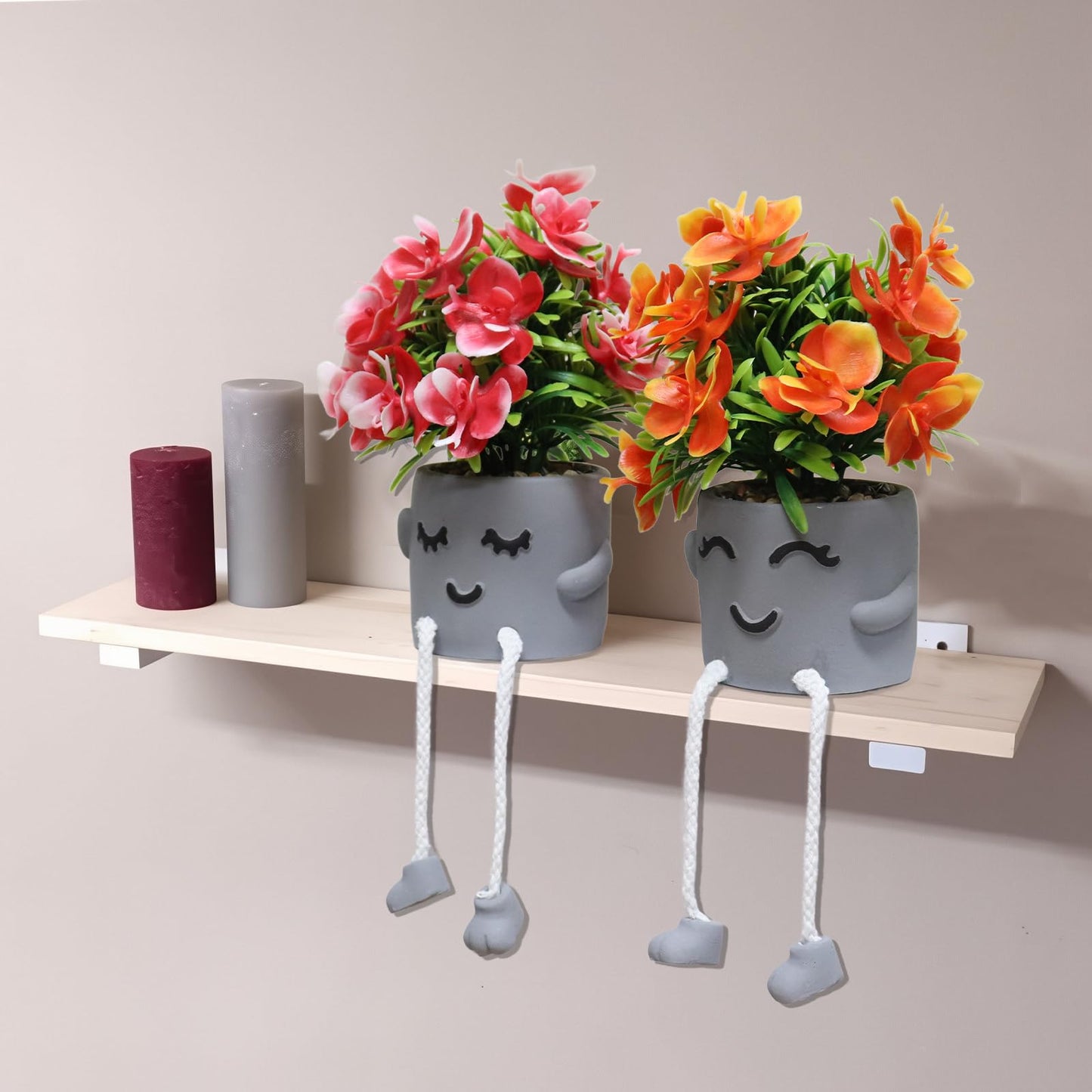 Zerzsy 5pcs Cute Artifical Plants in Cement Pots, Small Fake Plants for Office Decorations