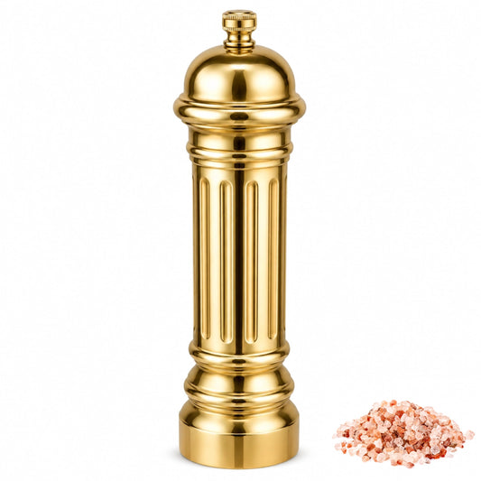 Aurevit Metal Salt Grinder, Heavy Duty High Output Salt Mill with Adjustable Coarseness, 316L Stainless Steel, Refillable (Gold)