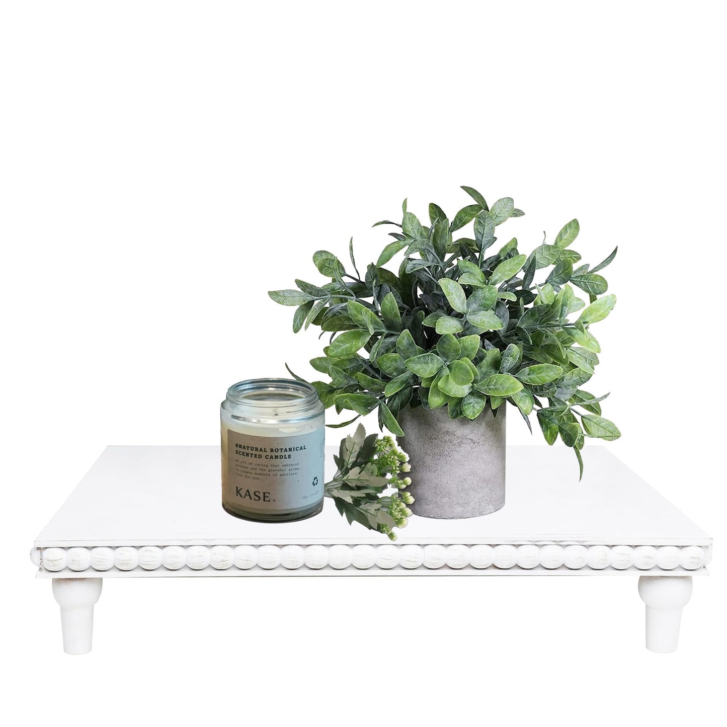GENMOUS Farmhouse White Dispaly Risers Pedestal Stand For Bathroom Decor , Rustic Large Tiered Tray Decor Pedestal Stand For Coffee Bar Display, Kitchen Counter Island Decor, Sink Decor, Plant Holder