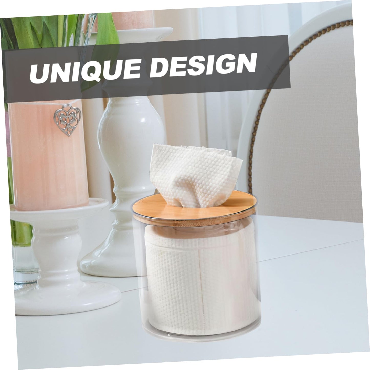 jojofuny Clear Round Tissue Box Holder Tabletop Tissue Dispenser and Napkin Holder for Living Room Bedroom Bathroom Office and Home 5.11 X 5.11 X 5.11 in Transparent Roll Paper Container