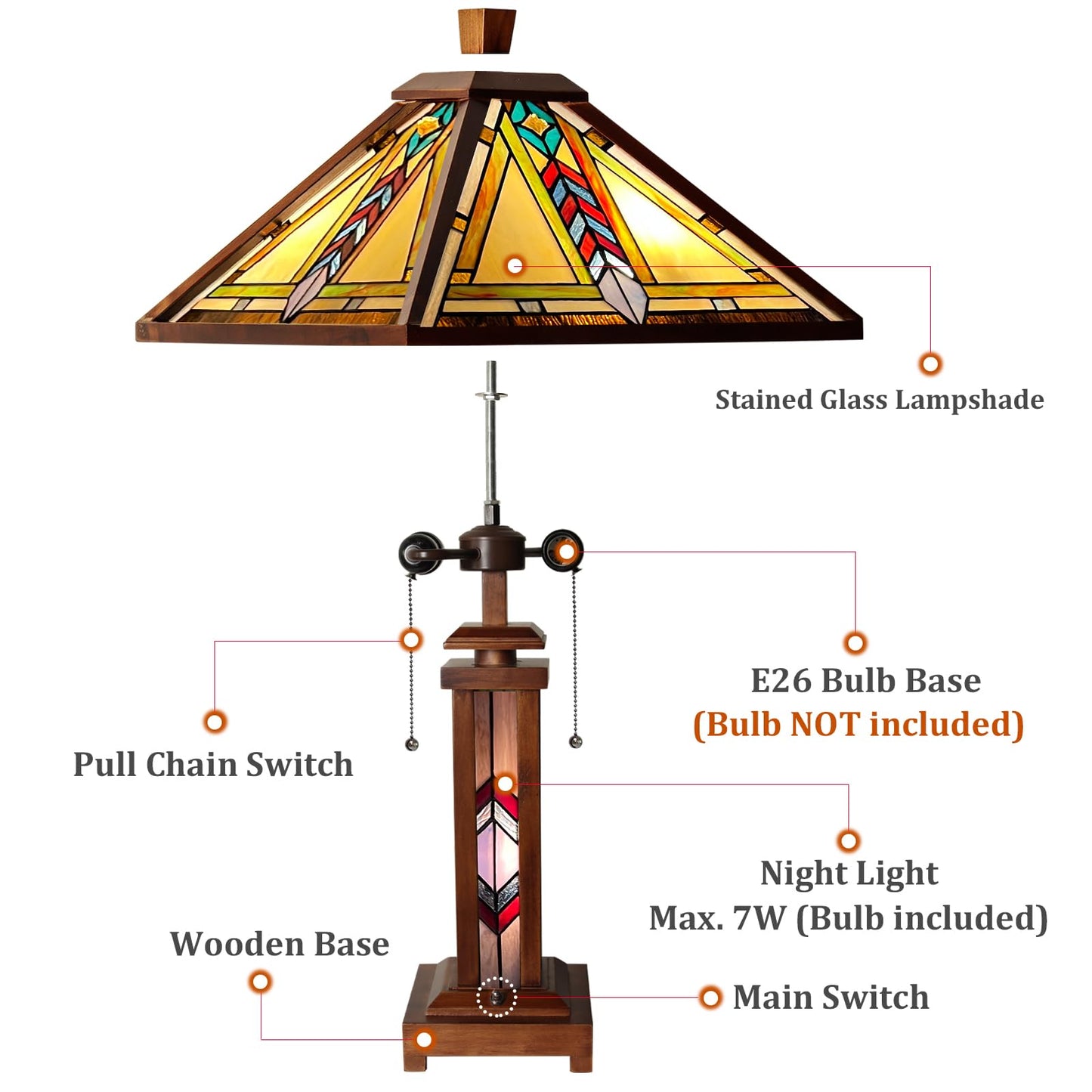 Capulina Tiffany Table Lamp Picasso Abstract Stained Glass Lamp 3-Light