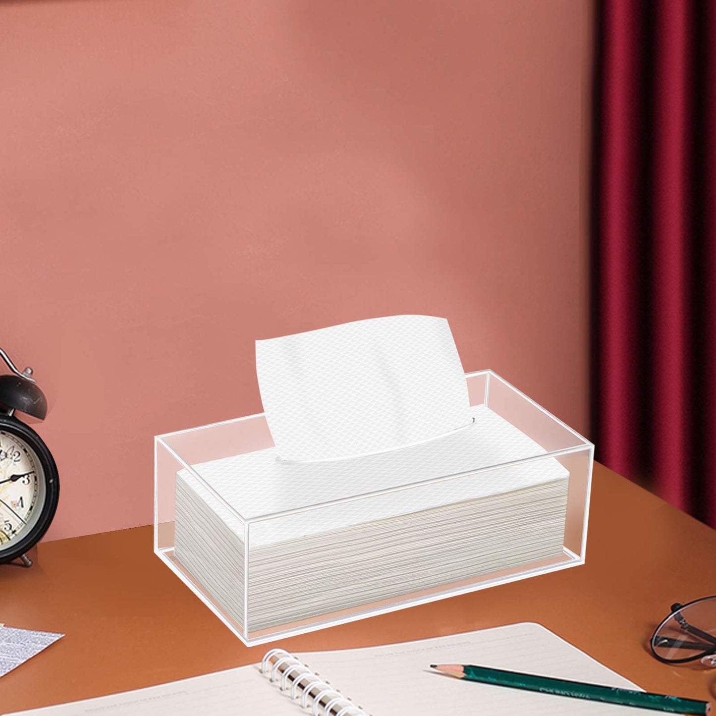 Clear Acrylic Tissue Box Cover Holder for Bathroom Dresser Countertop Desk