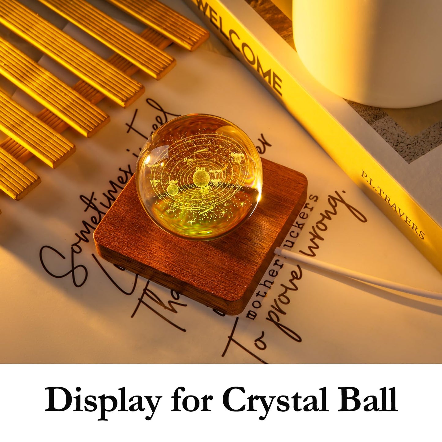 IFOLAINA LED Wood Light Base for Crystal Glass Art Crystal Sphere Holder Wooden Lamp Stand Base Multicolor Changing Square Lighted Base Pedestal for Resin Art Acrylic