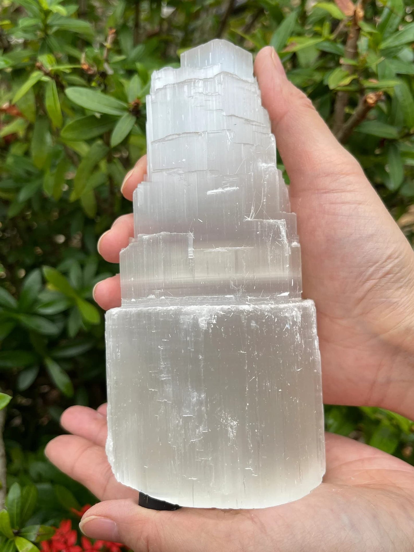 GAF TREASURES Selenite Skyscraper Tower Light – Natural White Healing Crystal, Choose Size 6", 8", 10", 12", 16" (10")